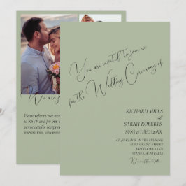 Sage Green Modern Custom Foto Collage Hochzeit Einladung