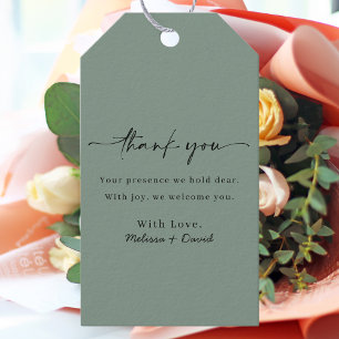 Sage Green Modern Elegante Wedding Vielen Dank Geschenkanhänger