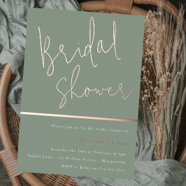 Sage Green Modern Elegantes Brautparty Rose Gold Folieneinladung