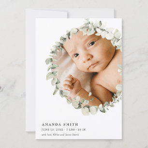 Sage Green Modern Eucalyptus Greenery Boho Foto Einladung