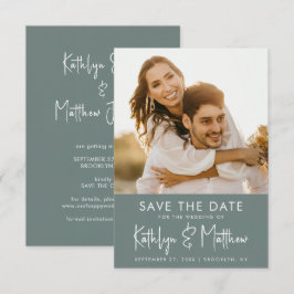 Sage Green Modern Foto Minimalistisch Hochzeit Save The Date