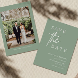 Sage Green Modern Foto Save the Dates Einladungen