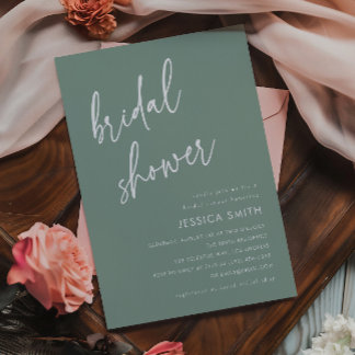 Sage Green Modern Minimalist Bridal Shower Einladung