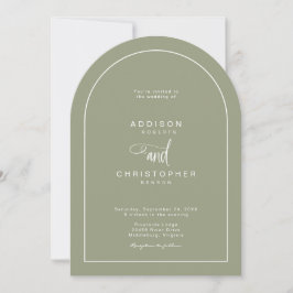 Sage Green Modern Minimalist Script Wedding Einladung