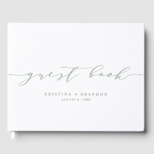 Sage Green Modern Minimalistisches Script Foto Hoc Gästebuch