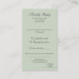 Sage Green Modern Mix and Match Wedding RSVP Card Visitenkarte