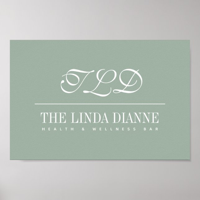 Sage Green Modern Monogram Name Business Poster (Vorne)