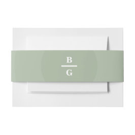 Sage Green Modern Monogram Wedding Einladungsbanderole