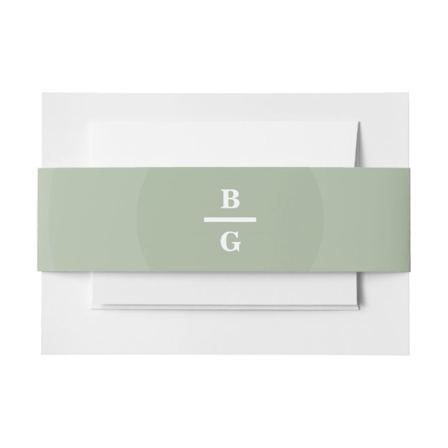 Sage Green Modern Monogram Wedding Einladungsbanderole (Vorderseite Beispiel)
