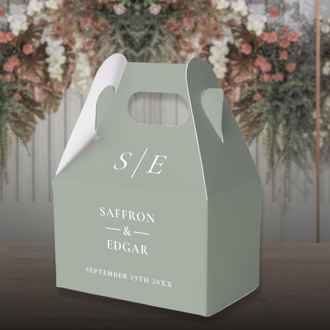 Sage Green Modern Monogram Wedding Geschenkschachtel (Sage Green Modern Monogram Wedding Favor Boxes)
