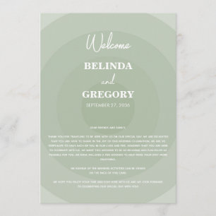Sage Green Modern Monogram Wedding Itinerary Programm