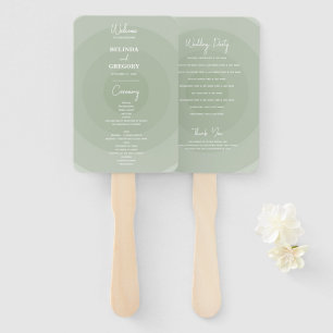 Sage Green Modern Monogram Wedding Program Fächer