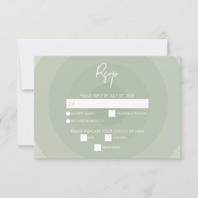 Sage Green Modern Monogram Wedding RSVP Karte (Vorderseite)