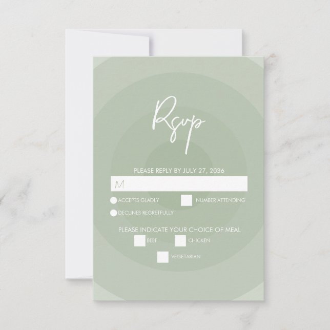 Sage Green Modern Monogram Wedding RSVP Karte (Vorderseite)