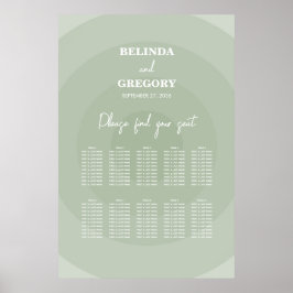 Sage Green Modern Monogram Wedding Seating Chart Poster