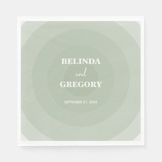 Sage Green Modern Monogram Wedding Serviette (Vorderseite)
