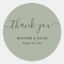 Sage Green Modern Script Vielen Dank Runder Aufkleber