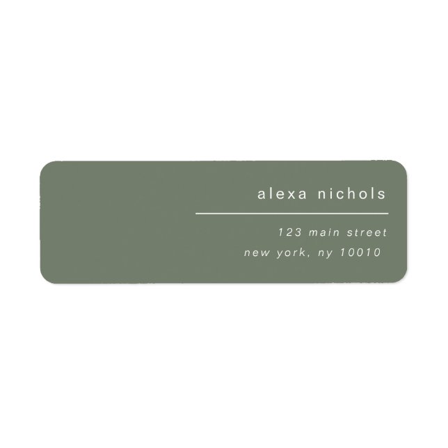 Sage Green Modern Simple Return Address Label (Vorne)