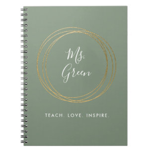 Sage Green Modern Teacher Inspiration Zitat Notizblock
