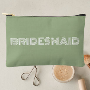 Sage Green Modern Typografy Bridesmaid Zubehörtasche
