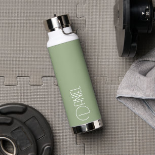 Sage Green Modern Typografy Personalisiert Name Trinkflasche