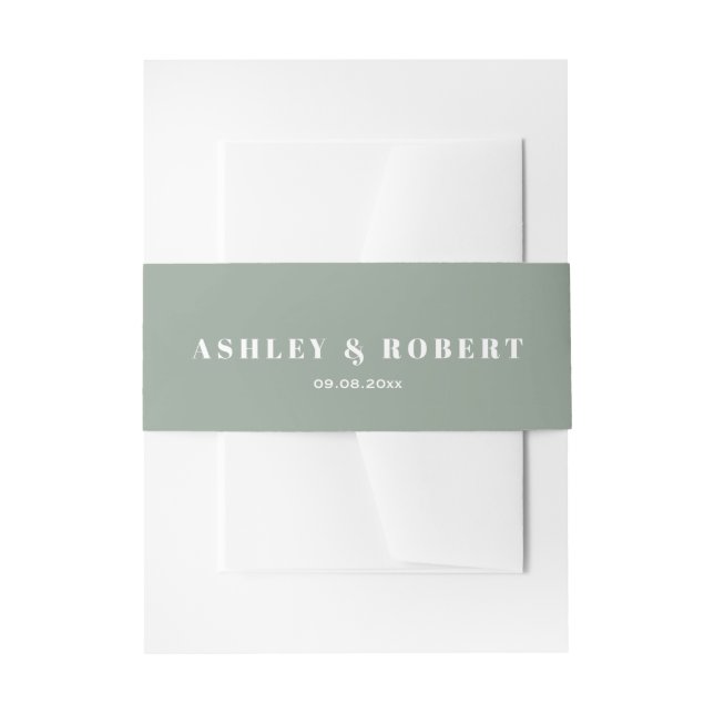 Sage Green Modern Wedding Invitation Einladungsbanderole (Vorderseite Beispiel)