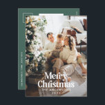 Sage green moderne Aquarell botanische Typografie Feiertagspostkarte<br><div class="desc">Modernes vollblütiges Foto elegante rustikale Aquarellfarben getrocknete botanische florale mutierte Farben Weihnachtskarte. Grün,  Jäger grün,  schwarz,  weiß und braun,  modern auf der Trend-Farbbahn.</div>