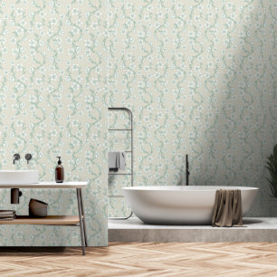 Sage Green Moderne botanische Blume Tapete