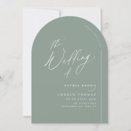 Sage Green moderne Drehbuch minimalistische Bogen  Einladung