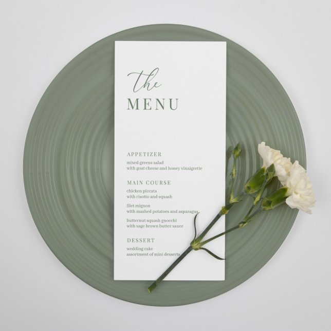 Sage Green Moderne Elégant Mariage Accueil Menu (Créateur téléchargé)