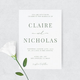 Sage Green Moderne Élégant Mariage Invitation