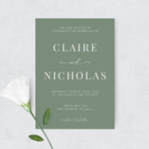 Sage Green Moderne Élégant Mariage Invitation