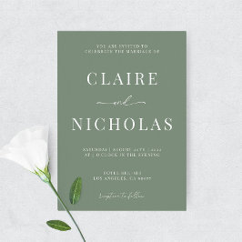Sage Green Moderne Élégant Mariage Invitation
