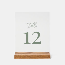 Sage Green Moderne Élégant Mariage Numéro de table