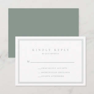 Sage Green Moderne Minimaliste Mariage Carte RSVP