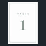 Sage Green Moderne Minimalistische Hochzeit Tischnummer<br><div class="desc">Sage Green moderne, minimalistische Hochzeitsfeier Tischnummer. Vollständig anpassbar! **BITTE BEACHTEN SIE: Für die Bestellung von Tischnummern muss jede Kartennummer einzeln bearbeitet/angepasst und in Ihren Warenkorb aufgenommen werden. Zum Beispiel: Wenn Sie einfach Qty: 20 Karten auswählen und zum Warenkorb hinzufügen, wird es dieselbe Zahl haben, es sei denn, Sie passen jede...</div>
