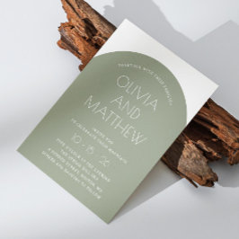 Sage green moderne Typografie arch wedung + QR Einladung