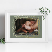 Sage GREEN Modernes GOLD Doodle Frame Foto