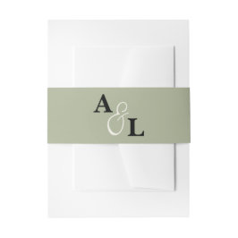 Sage Green Monogram Ampersand Personalisiert Hochz Einladungsbanderole