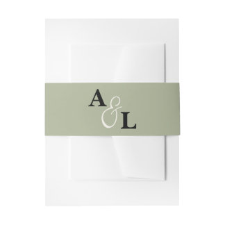 Sage Green Monogram Ampersand Personalisiert Hochz Einladungsbanderole