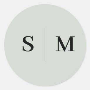 Sage Green Monogram Elegant Wedding Runder Aufkleber