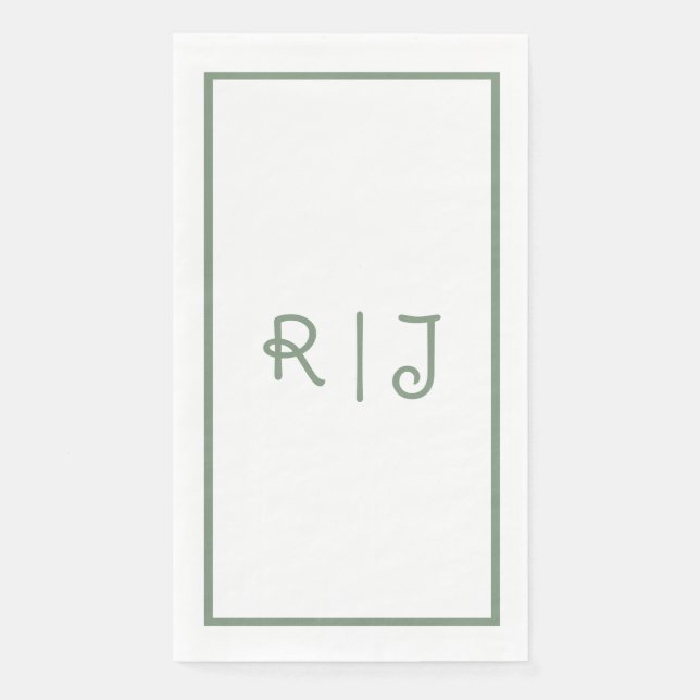 Sage Green Monogram Initials Letters Cool Wedding Serviette (Vorderseite)