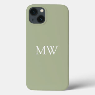 Sage Green Monogram Initials Trendy Boho Case-Mate iPhone Hülle