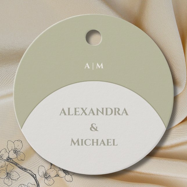 Sage Green Monogram Japandi Wedding Danke Geschenkanhänger (Von Creator hochgeladen)