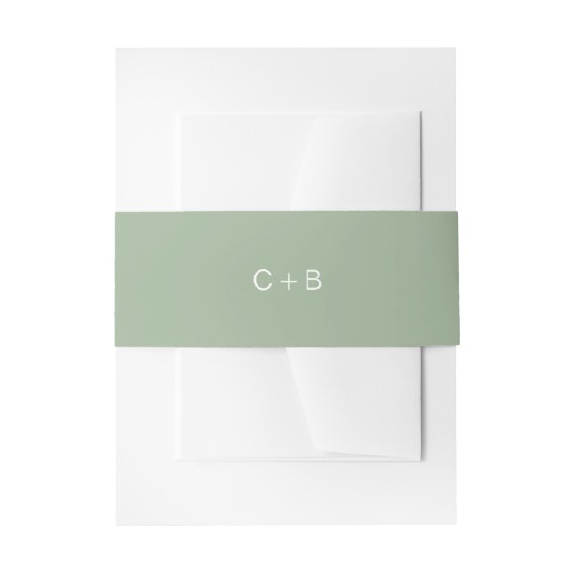 Sage Green Monogram Modern Wedding Einladungsbanderole (Vorderseite Beispiel)