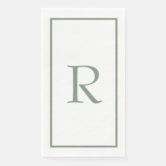 Sage Green Monogram Name Wedding Brautparty Serviette (Vorderseite)