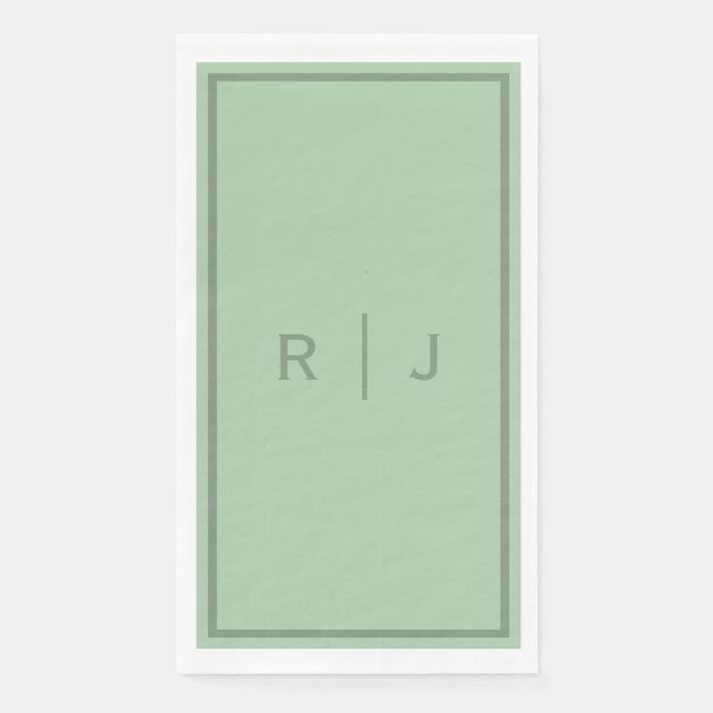 Sage Green Monogram Script Initials Letter Wedding Serviette (Vorderseite)