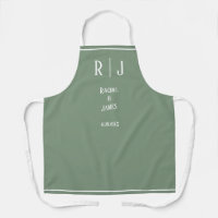 Sage Green Monogram Simple Elegant Trendy Wedding