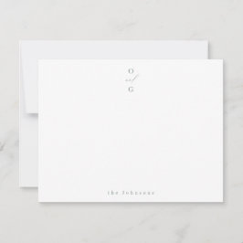 Sage Green Monogram simple personalisiert Statione Mitteilungskarte
