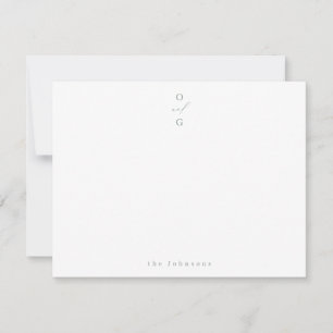 Sage Green Monogram simple personalisiert Statione Mitteilungskarte